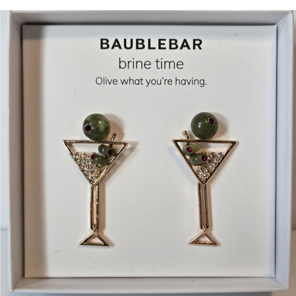 👉✨️Baublebar Brine Time Shaken Or Stirred Olive Martini / Cocktail Earrings - Picture 3 of 3